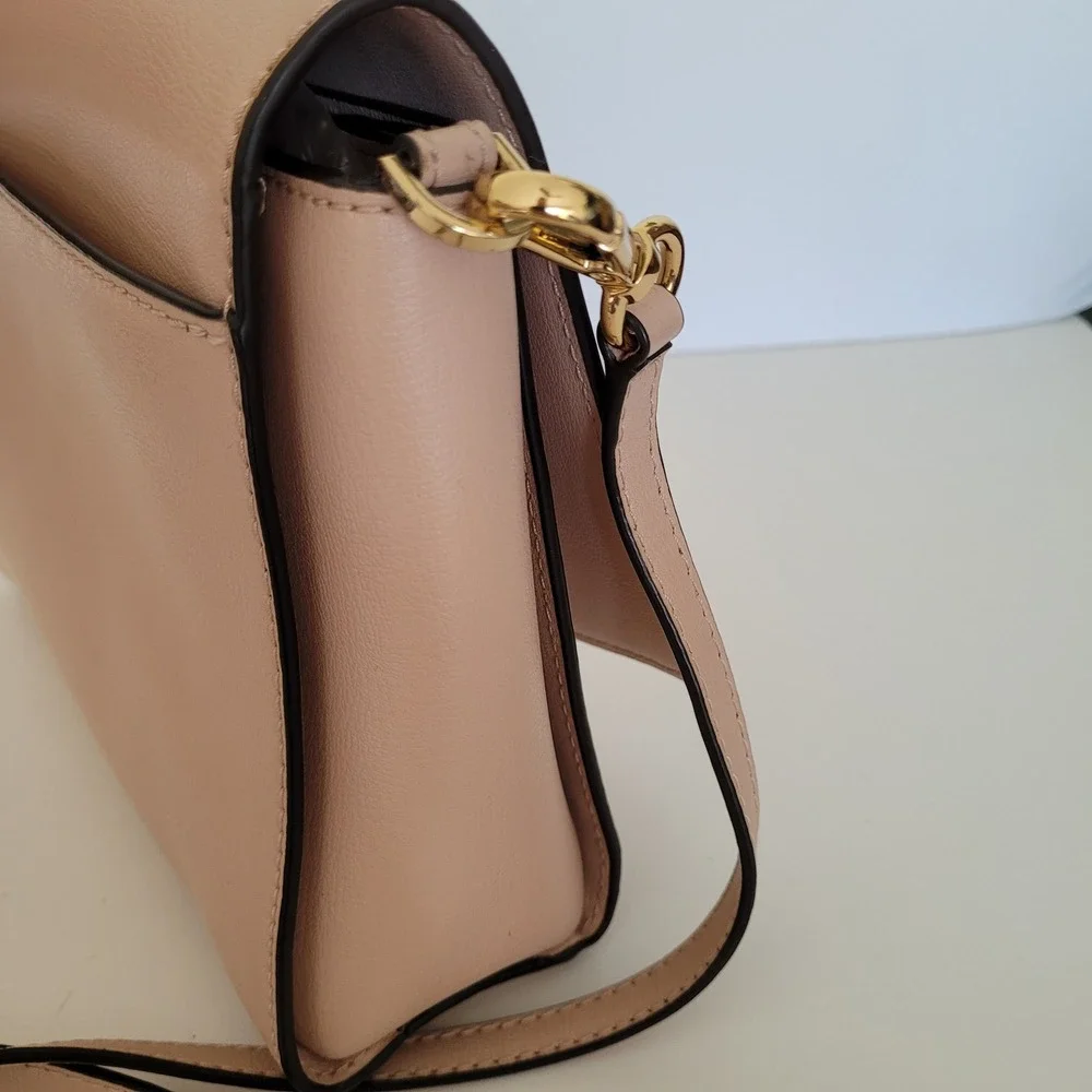 Michael Kors Blush Pink Leather Crossbody Bag Gold Hardware Flap Top Messenger